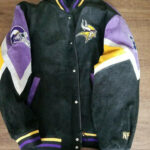 Black NFL Minnesota Vikings Suede Leather Jacket