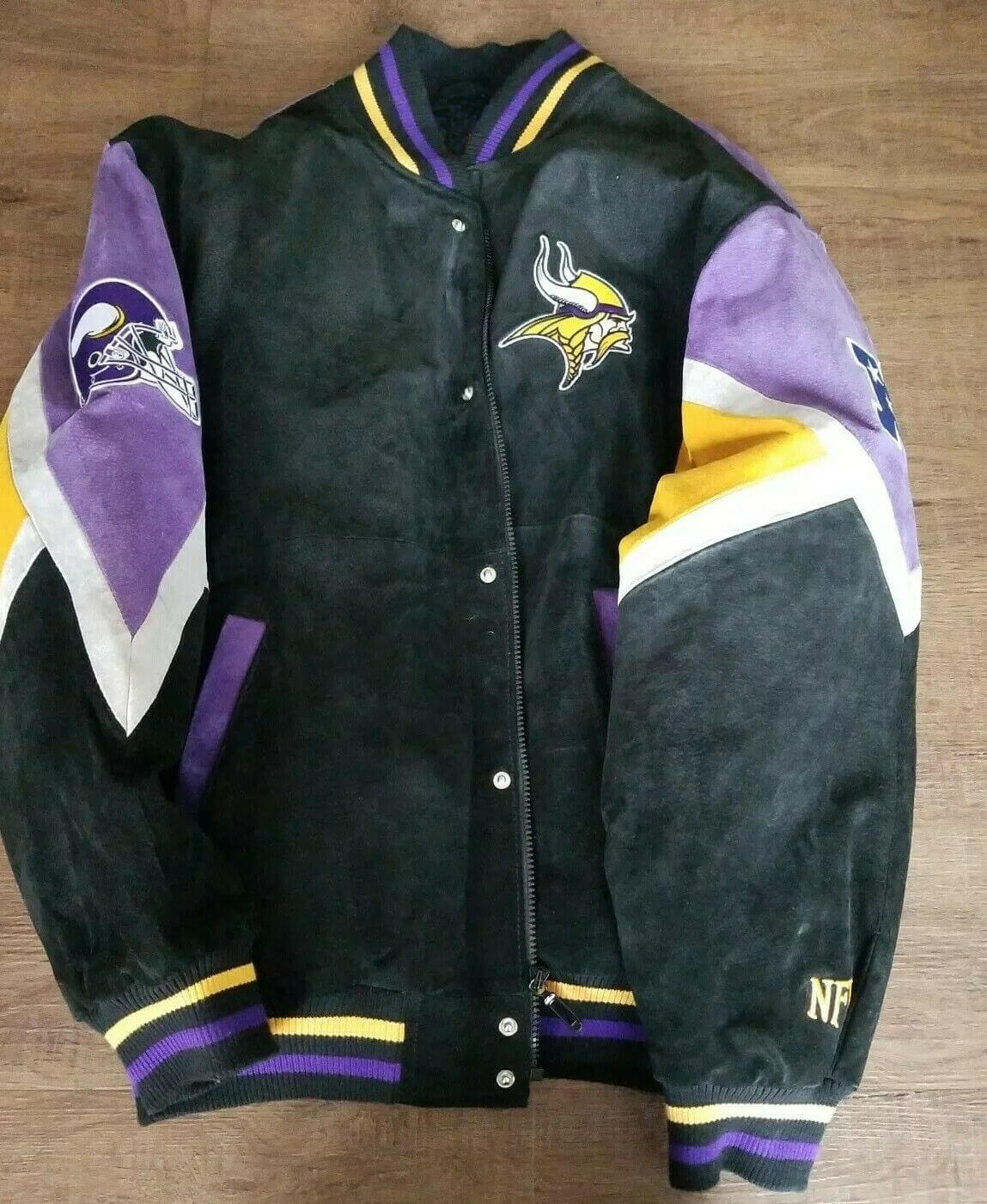 Black NFL Minnesota Vikings Suede Leather Jacket (2) Black NFL Minnesota Vikings Suede Leather Jacket