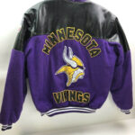 Black NFL Minnesota Vikings Wool Leather Jacket