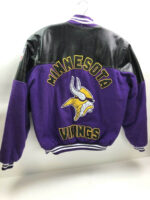 Black NFL Minnesota Vikings Wool Leather Jacket