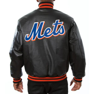 Black New York Mets Jeff Hamilton Leather Jacket