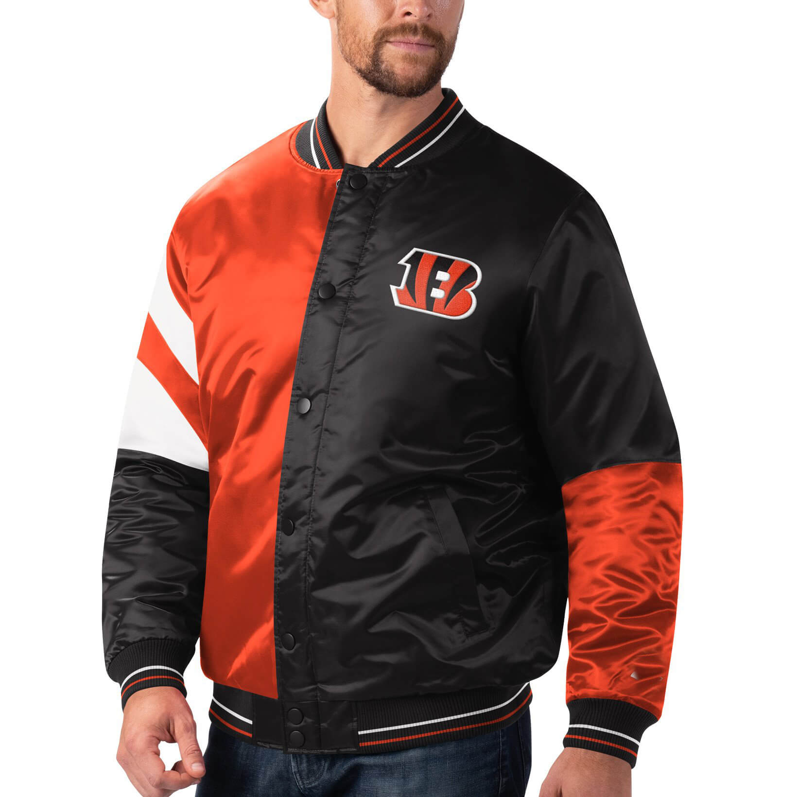 Black Orange Cincinnati Bengals Leader Satin Jacket (1) Black Orange Cincinnati Bengals Leader Satin Jacket