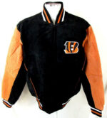 Black Orange Cincinnati Bengals Suede Leather Jacket