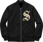 Black Supreme Old English Zip Varsity Jacket
