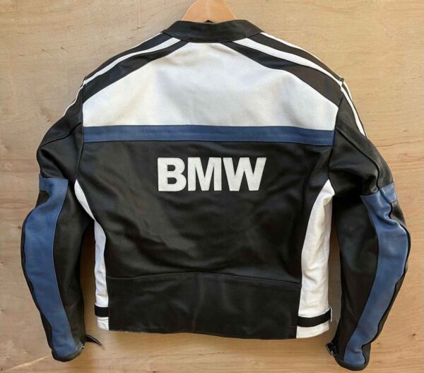 Black White BMW Motorcycle Racing Leather Jacket