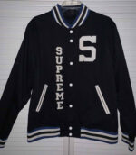 Black White Supreme Varsity Jacket