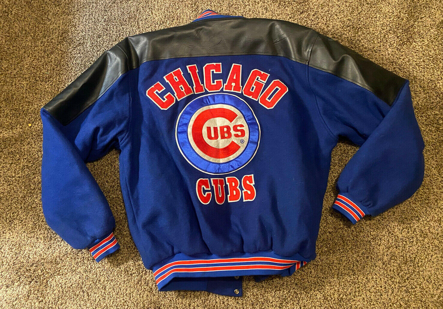 Blue Jeff Hamilton Chicago Cubs Wool Leather Jacket (1) Blue Jeff Hamilton Chicago Cubs Wool Leather Jacket