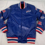 Blue NFL Team Buffalo Bills Baseball Satin Varsity Jacket