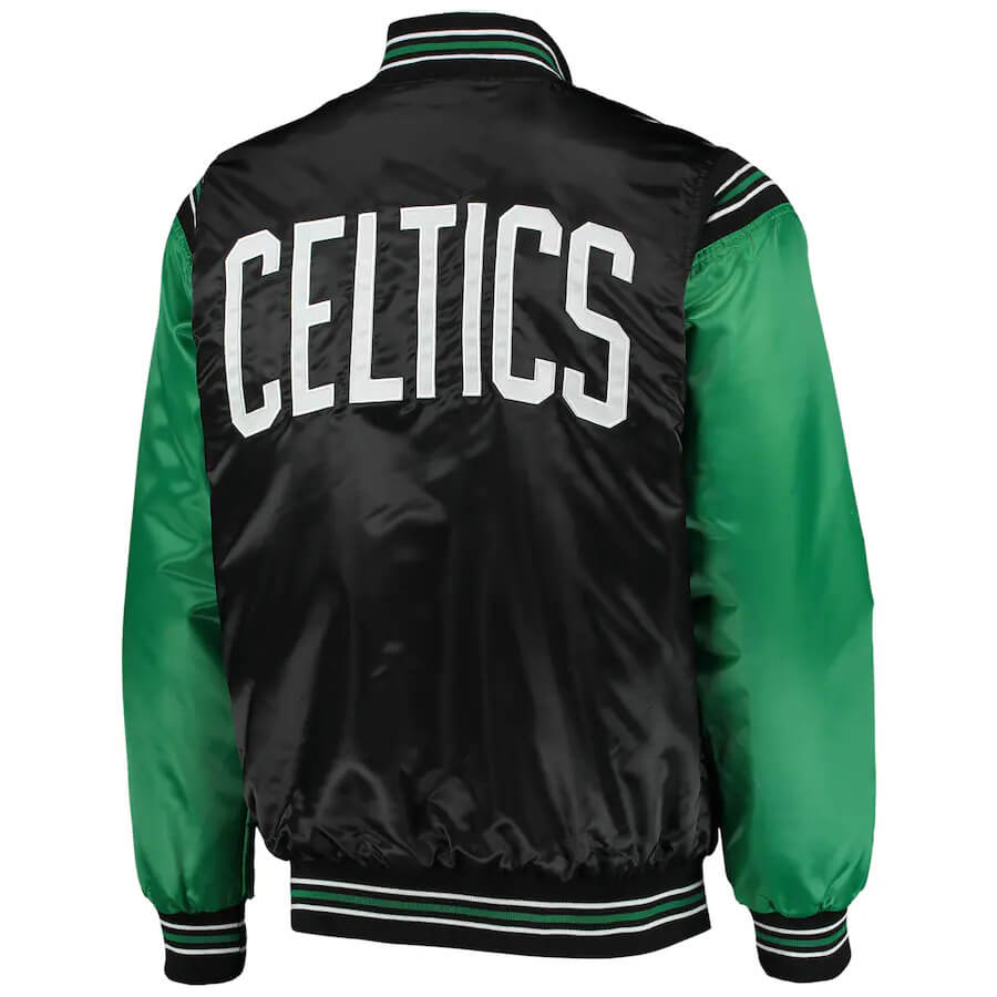 Boston Celtics Starter Renegade Varsity Satin Full-Snap Jacket -  White/Kelly Green