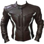 Brown White BMW Motorcycle Leather Jacket