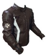 Brown White BMW Motorcycle Leather Jacket