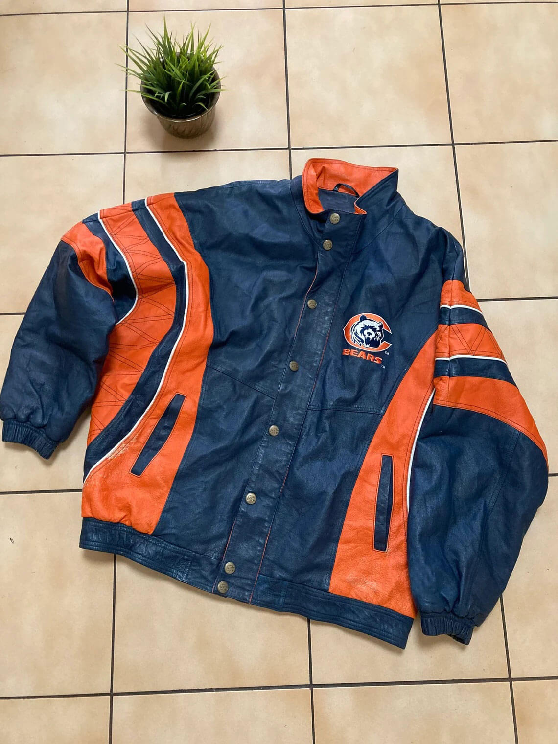Chicago Bears Blue Orange NFL Leather Jacket (1) Chicago Bears Blue Orange NFL Leather Jacket
