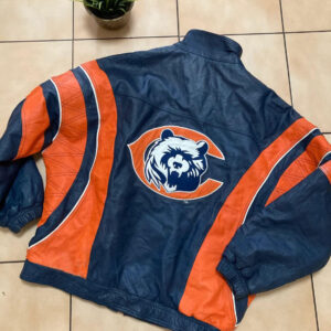 Chicago Bears Blue Orange NFL Leather Jacket