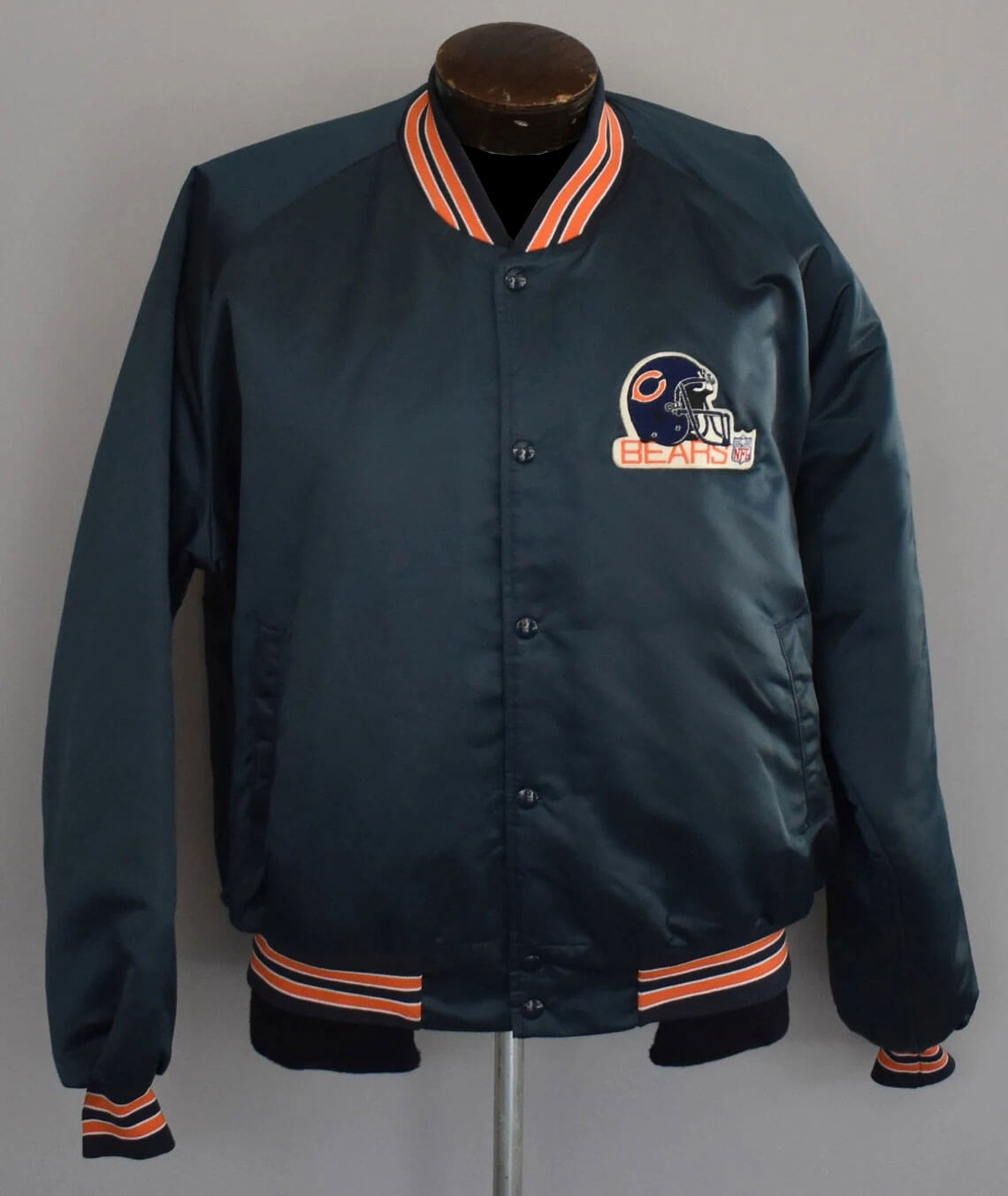 Chicago Bears NFL Baseball Satin Jacket (2) Chicago Bears NFL Baseball Satin Jacket