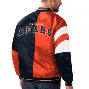 Chicago Bears Navy Orange Leader Satin Jacket