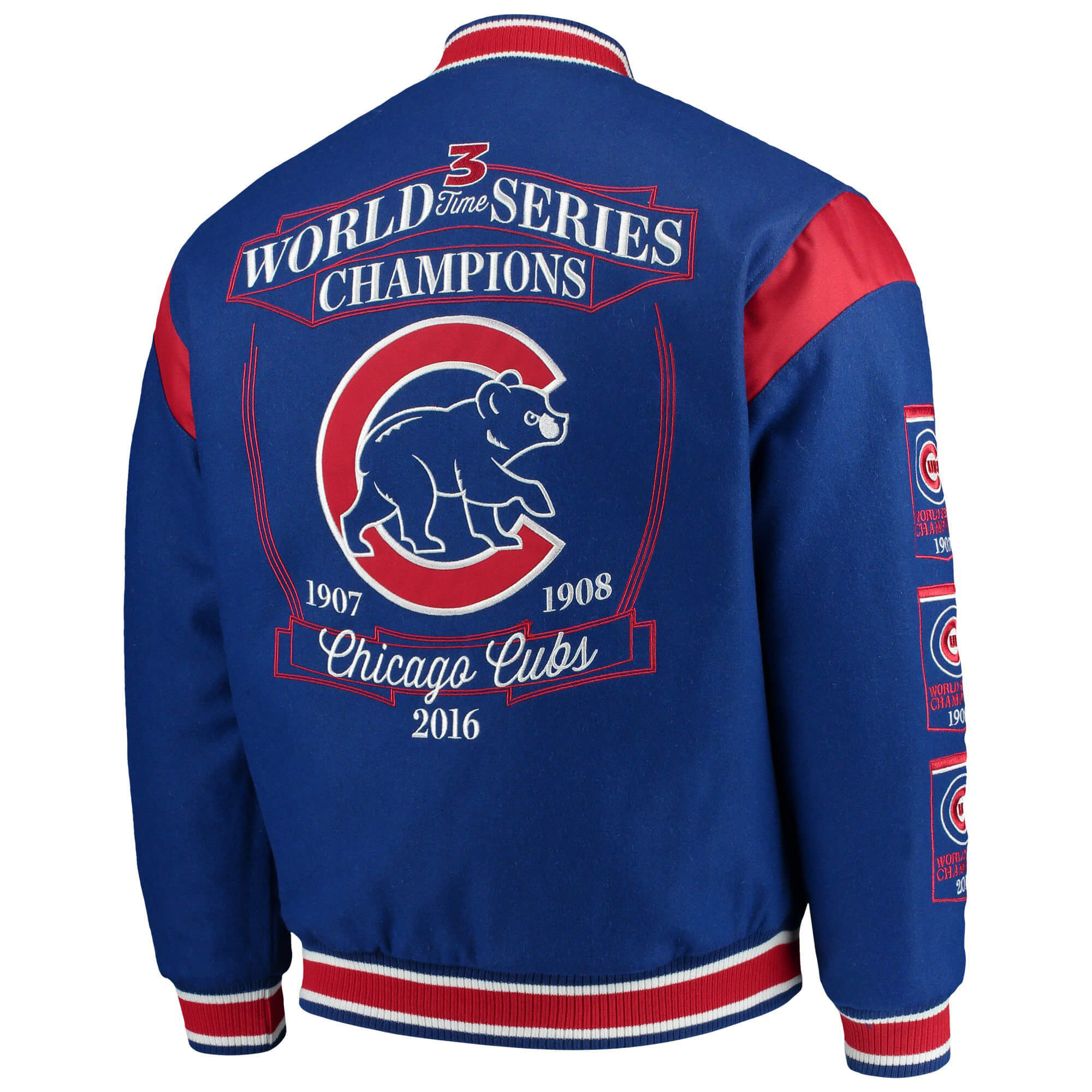 Chicago Cubs 3 Time World Series Champions Jacket Maker of Jacket