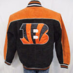Cincinnati Bengals Black Orange Suede Leather Jacket