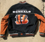 Cincinnati Bengals Orange Black Suede Leather Jacket