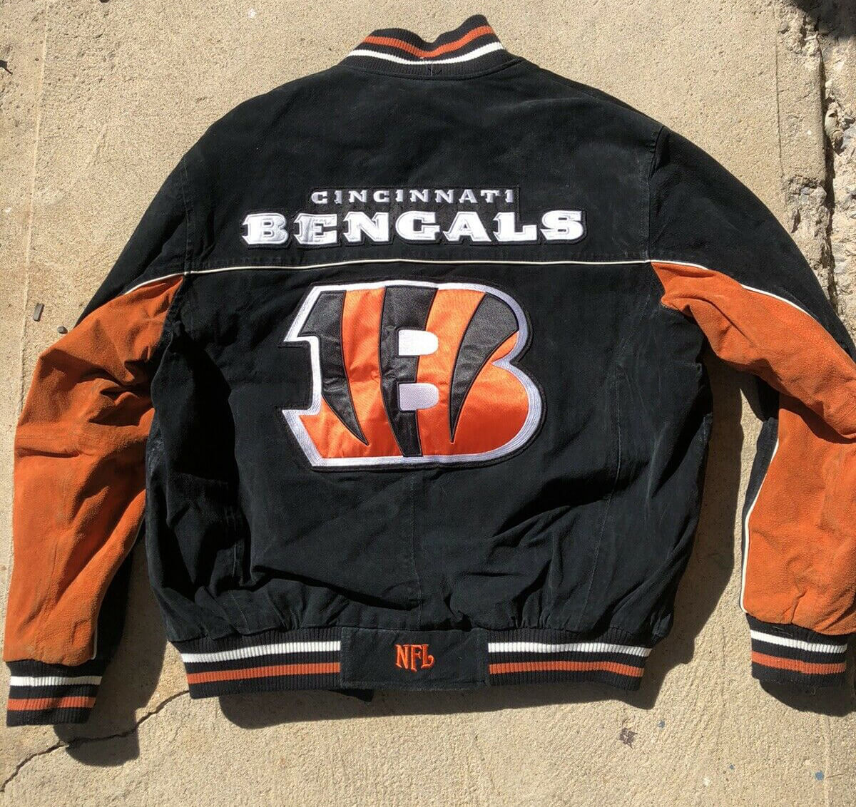 Cincinnati Bengals Orange Black Suede Leather Jacket (1) Cincinnati Bengals Orange Black Suede Leather Jacket