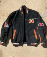 Cincinnati Bengals Orange Black Suede Leather Jacket