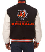 Cincinnati Bengals Two Tone Wool And Leather Jacket