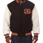 Cincinnati Bengals Two Tone Wool And Leather Jacket