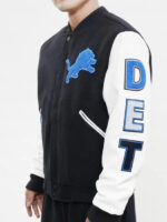 Detroit Lions Black White Varsity Jacket