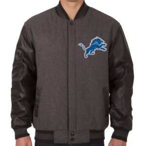Detroit Lions Embroidered Logos Varsity Jacket