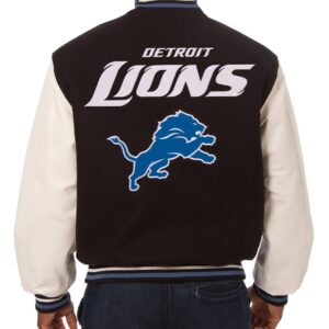 Detroit Lions Two Tone Wool and Leather Jacket