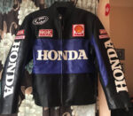 Honda Motorcycle Black And Blue Racing Leather Jacket