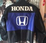 Honda Motorcycle Black And Blue Racing Leather Jacket