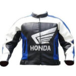 Honda Motorcycle Black And White Leather Jacket