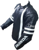 Honda Motorcycle Black And White Racing Leather Jacket