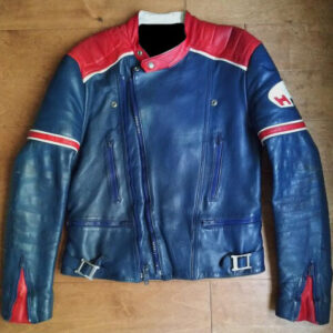 Honda Motorcycle Blue Biker Leather Jacket