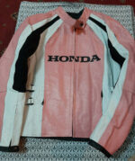 Honda Motorcycle Pink And White Leather Jacket