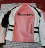 Honda Motorcycle Pink And White Leather Jacket