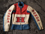 Honda Motorcycle White And Blue Racing Leather Jacket