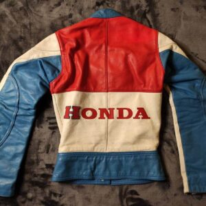Honda Motorcycle White And Blue Racing Leather Jacket