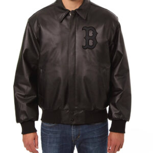 MLB Boston Red Sox Black Leather Jacket