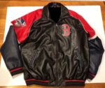 MLB Boston Red Sox Red Black Leather Jacket