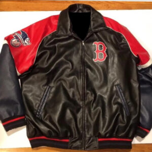 MLB Boston Red Sox Red Black Leather Jacket