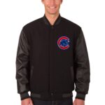 MLB Chicago Cubs Black Wool Leather Jacket