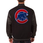 MLB Chicago Cubs Black Wool Leather Jacket