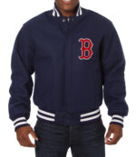 MLB Navy Blue Boston Red Sox Wool Jacket