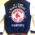 MLB Navy Blue Boston Red Sox Wool Leather Jacket