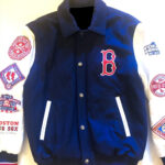 MLB Navy Blue Boston Red Sox Wool Leather Jacket