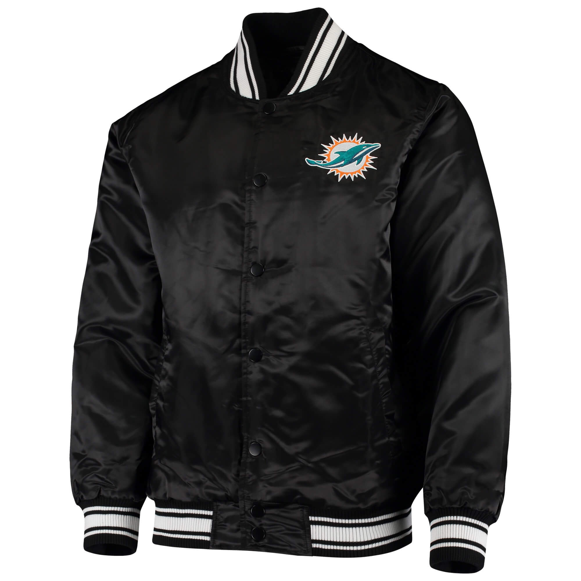 Miami Dolphins Locker Room Satin Full Snap Jacket