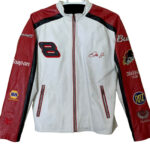 NASCAR Dale Earnhardt Jr White Red Leather Jacket
