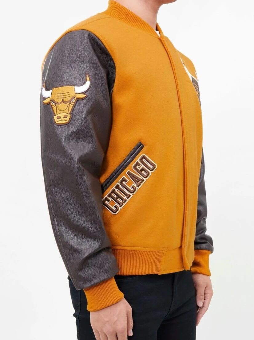 NBA Chicago Bulls Pro Standard Tan Varsity Jacket - Maker of Jacket