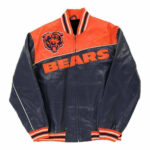 NFL Chicago Bears Orange Jeff Hamilton Leather Jacket